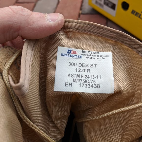 Belleville 300 DST Men's Steel Toe Hot Weather Boots Size 12.0R Desert - Picture 2 of 16